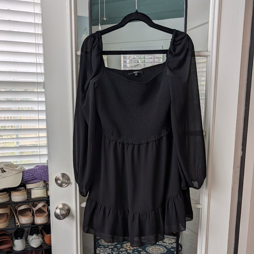 🖤 Quince Chiffon Smocked Mini Dress Black - XL - Picture 5 of 10